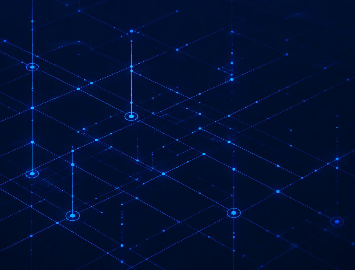 Abstract cobalt network lines representing connected systems